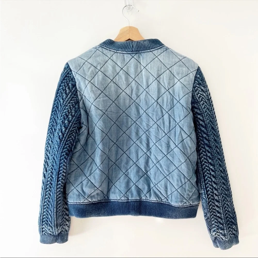 RELISTED Anthropology Cloth & Stone Bomber Jacket Quilted Chambray Braided - Picture 9 of 15